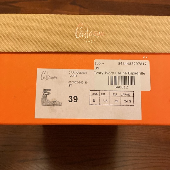 Castaner New in Box Cream and Ivory Espadrille Wedge Sandal Size 39 (USA 8) - Picture 8 of 8